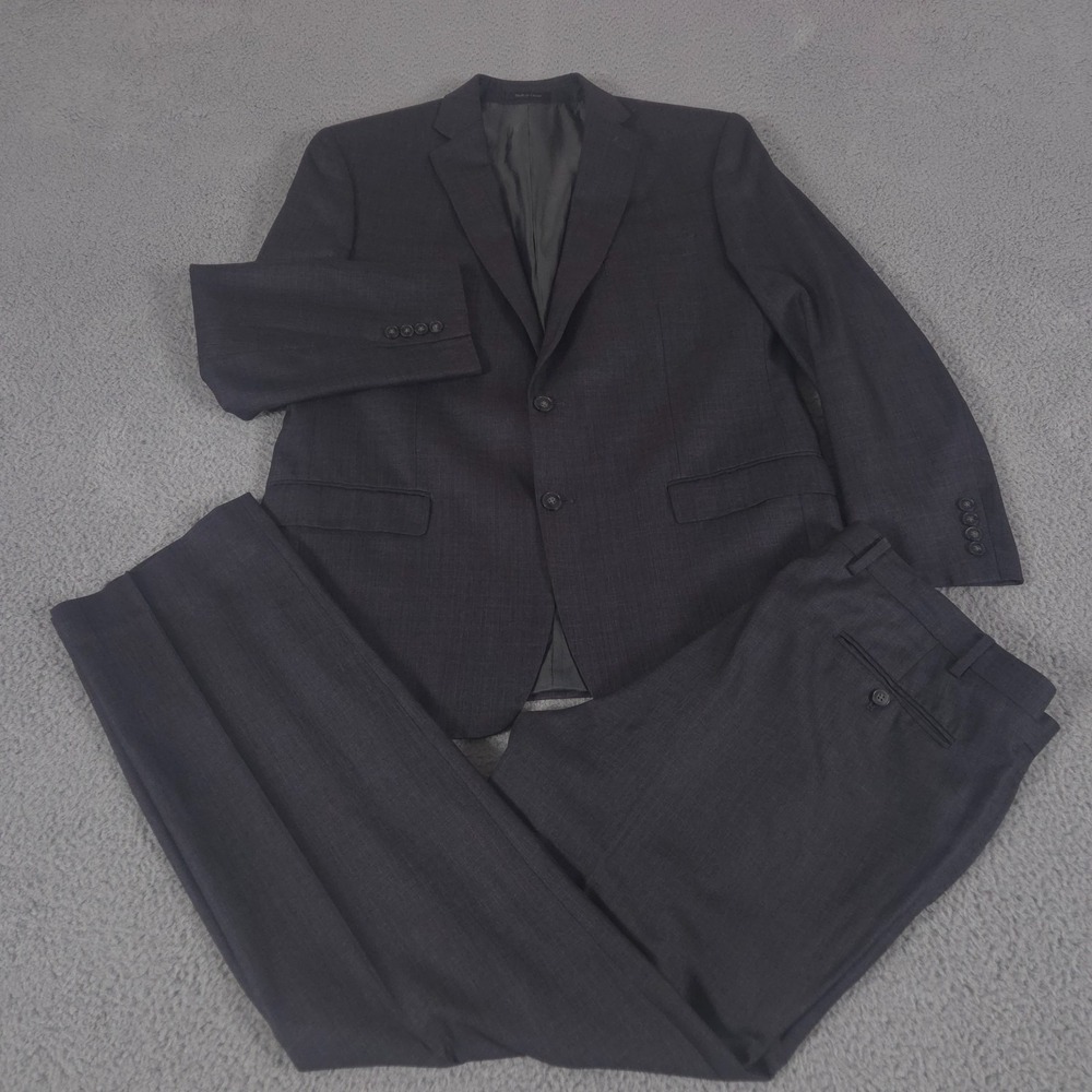 Calvin Klein 2-Piece Suit Mens 44R Pants 38x34 Gray Blazer Trousers Stretch